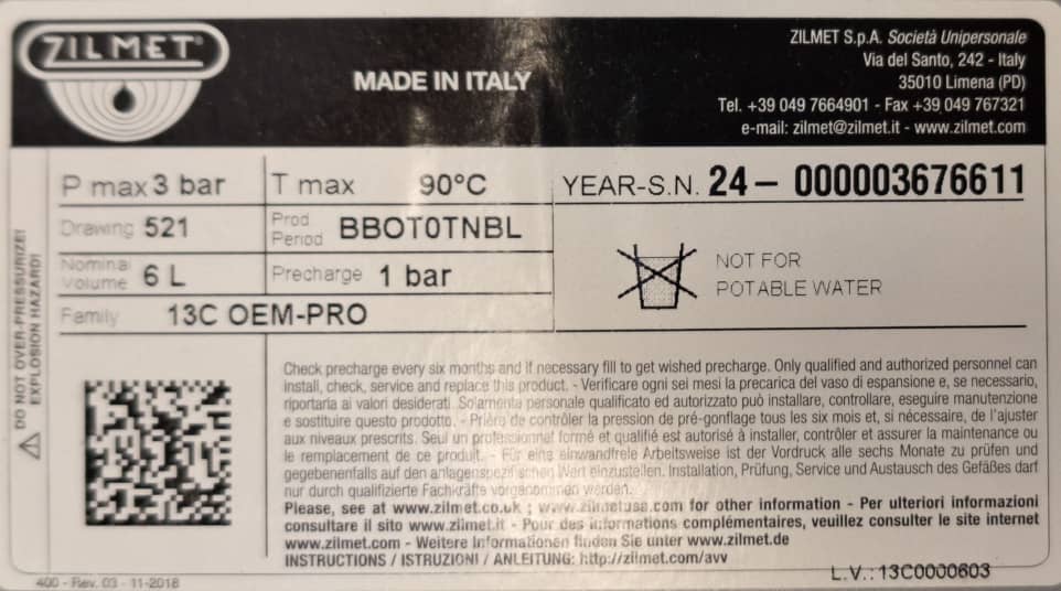 منبع انبساط 3/8 زیلمت 6litr تولید 2024